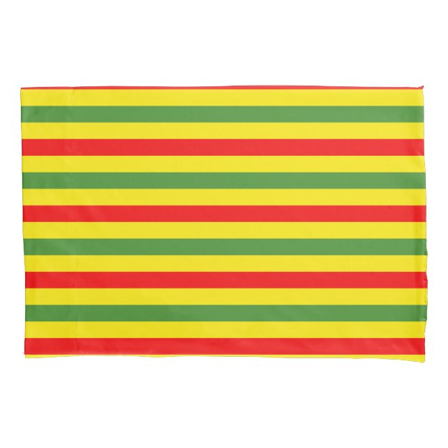 Red Yellow Green Stripes Design Pillowcase (Front)