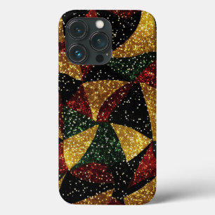Red Yellow Green Waves of Festive Glitter iPhone 13 Pro Case