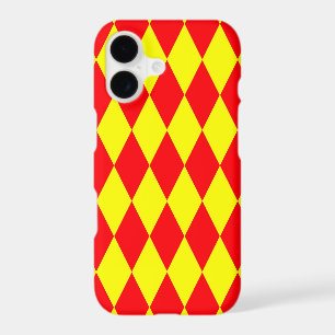 Red Yellow Harlequin Checkered Design