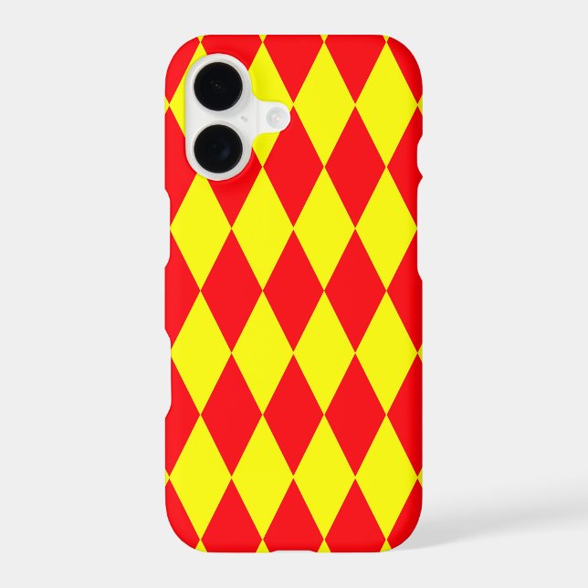 Red Yellow Harlequin Checkered Design  (Back)