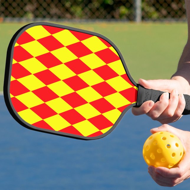 Red Yellow Harlequin Checkered Design  Pickleball Paddle (Creator Uploaded)