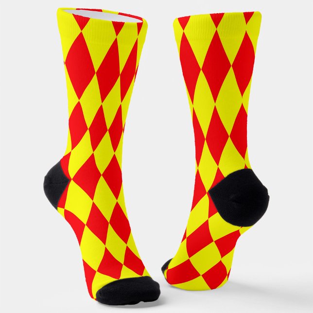 Red Yellow Harlequin Checkered Design  Socks (Creator Uploaded)