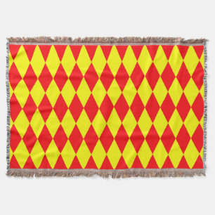 Red Yellow Harlequin Checkered Design Throw Blanket
