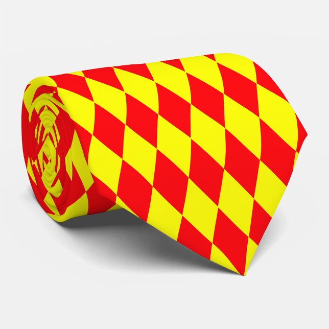 Red Yellow Harlequin Checkered Design  Tie (Creator Uploaded)