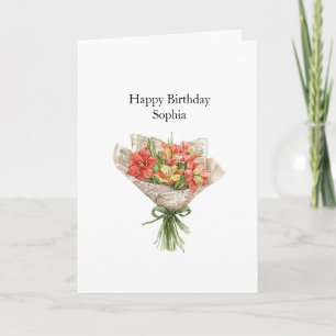 Red Yellow Hibiscus Flowers Birthday Card