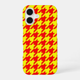 Red Yellow Houndstooth Design iPhone 16 Case