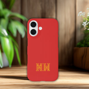 Red Yellow Initials Monogram Simple Minimal iPhone 16 Case