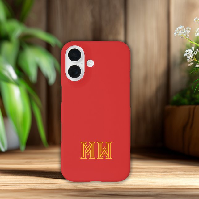 Red Yellow Initials Monogram Simple Minimal  Case-Mate iPhone Case (Creator Uploaded)