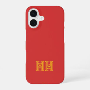 Red Yellow Initials Monogram Simple Minimal iPhone 16 Case