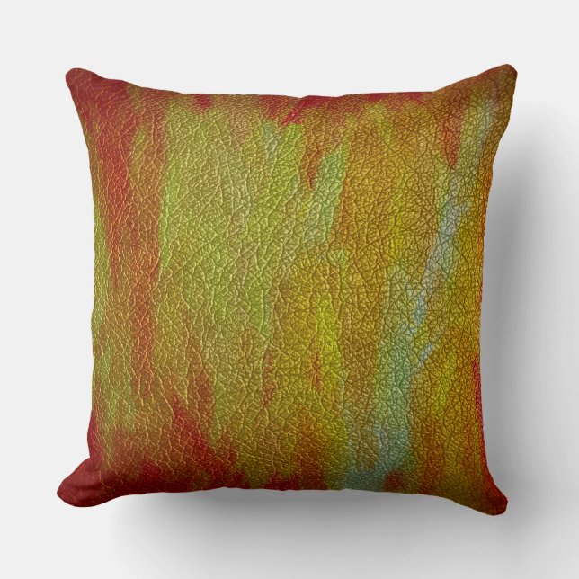 Red Yellow Leather Cushion (Front)