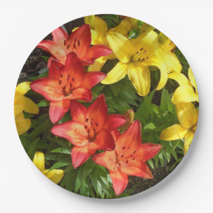 Red & Yellow Lilly Photo Designed Paper Plate