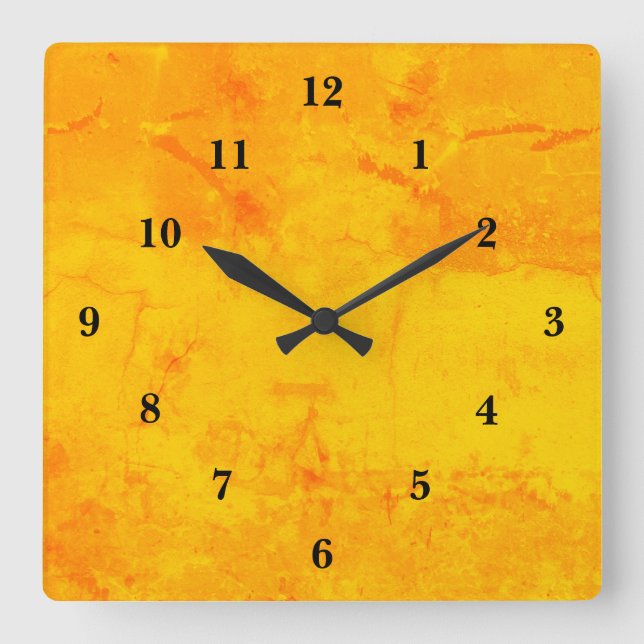 Red yellow marble , rainbow-art square wall clock (Front)