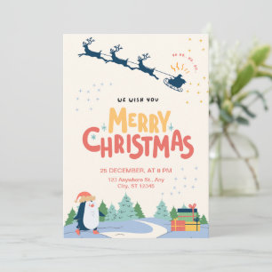 Red Yellow Modern Minimalist Merry Christmas Invitation