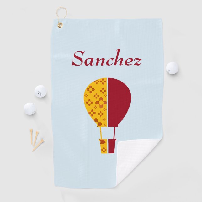 Red Yellow New Mexico Zia Hot Air Balloon Golf Towel (InSitu)