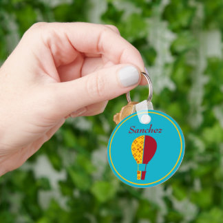 Red Yellow New Mexico Zia Hot Air Balloon Key Ring