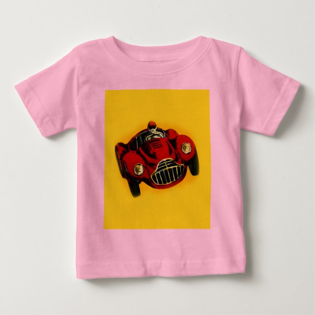 Red Yellow Old Auto Racing Car Baby T-Shirt (Front)