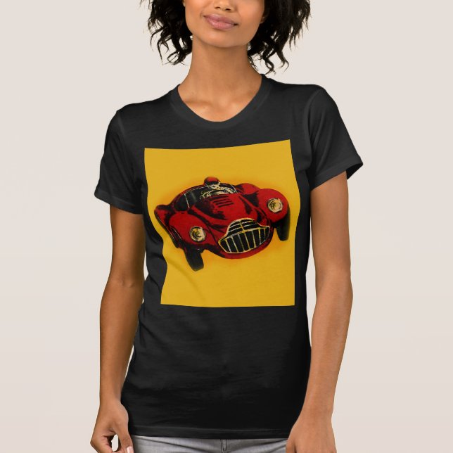 Red Yellow Old Auto Racing Car T-Shirt (Front)