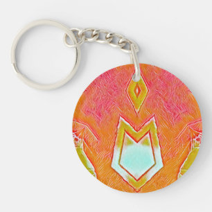 Red Yellow Orange Circular Acrylic ~ Keychain