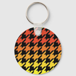 Red yellow orange houndstooth pattern key ring