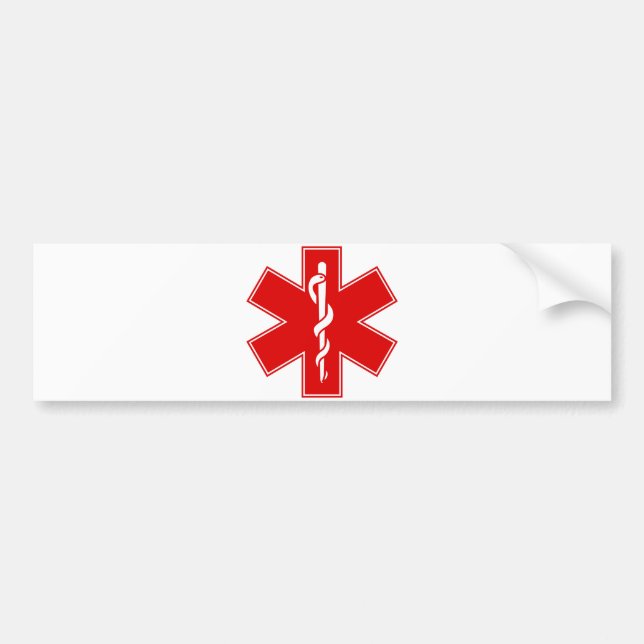 Red Yellow Orange White Nurse EMS Star of Life Bumper Sticker (Front)