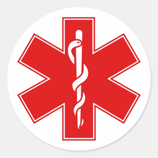 Red Yellow Orange White Nurse EMS Star of Life Classic Round Sticker (Front)