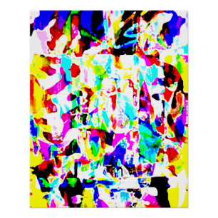Red Yellow Pink Aqua Paint Splashes Art Design Poster