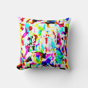 Red Yellow Pink Aqua Paint Splashes Medley Design Cushion