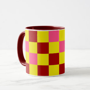 Red Yellow Pink Chequered Pattern Design Mug