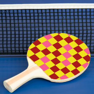Red Yellow Pink Chequered Pattern Design  Ping Pong Paddle