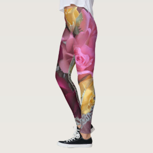 Red yellow pink rose Leggings