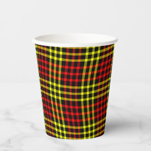 Red Yellow Plaid Chequered Seamless Pattern Paper Cups