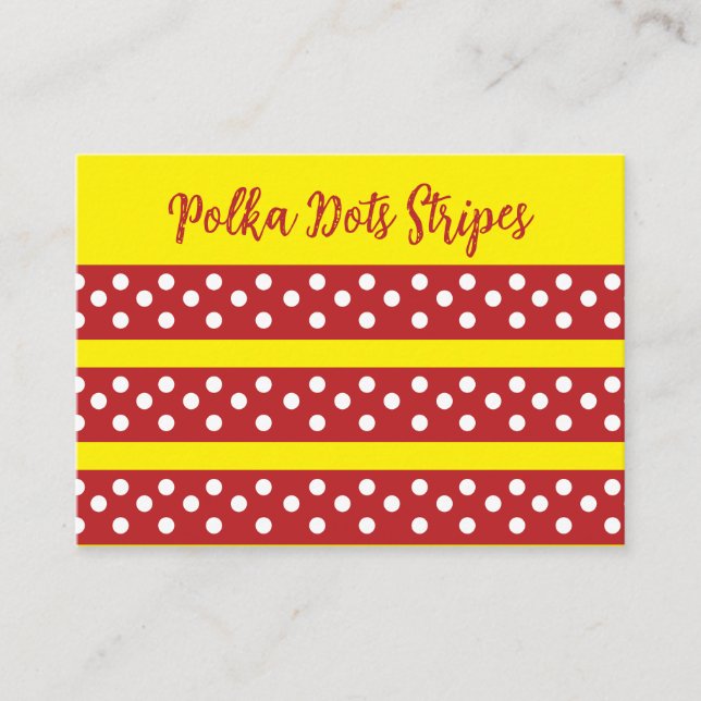 Red Yellow Polka Dot  Business Card (Front)