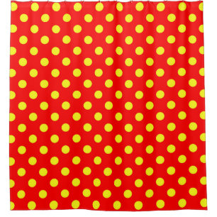 Red Yellow Polka Dots Design  Shower Curtain
