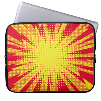 Red yellow pop art retro background cartoon lightn laptop sleeve