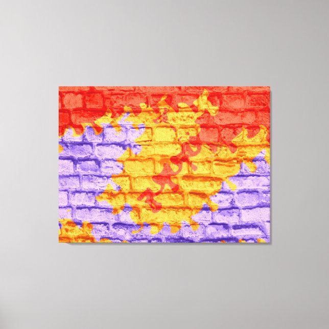 Red Yellow Purple Pastel Brick Wall Canvas Print (Front)