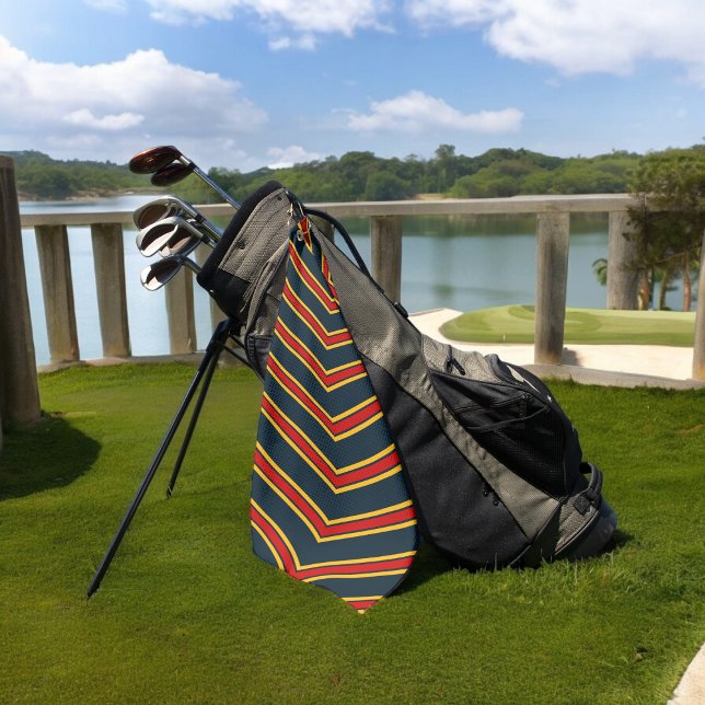 Red Yellow Reflective Chevrons Golf Towel (golf towel)