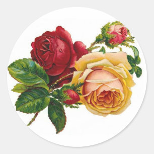 Red & Yellow Roses Classic Round Sticker