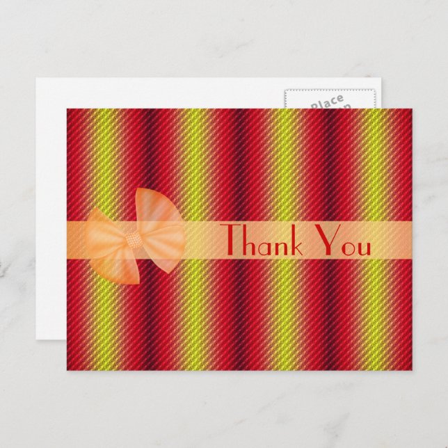 Red Yellow Shiny Stripes Thank You Postcard (Front/Back)
