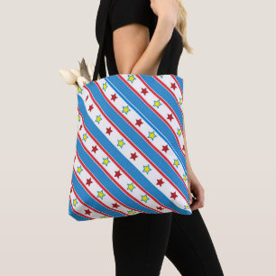 Red Yellow Stars Blue Diagonal Starry Cheerleading Tote Bag