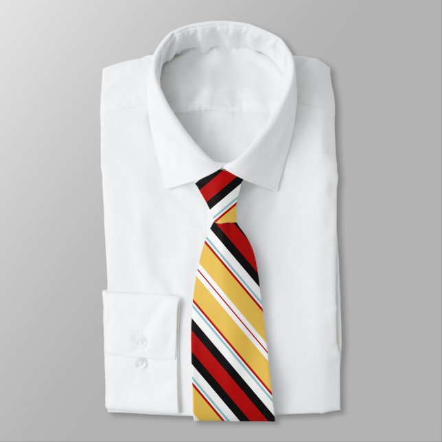 Red Yellow Stripes Tie (Tied)