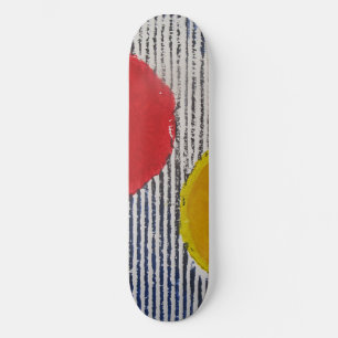 Red Yellow Sun Spot Black White Stripes Skateboard