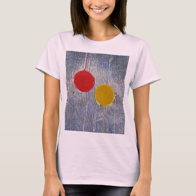 Red Yellow Sun Spot Polka Dots Abstract T-Shirt (Front)