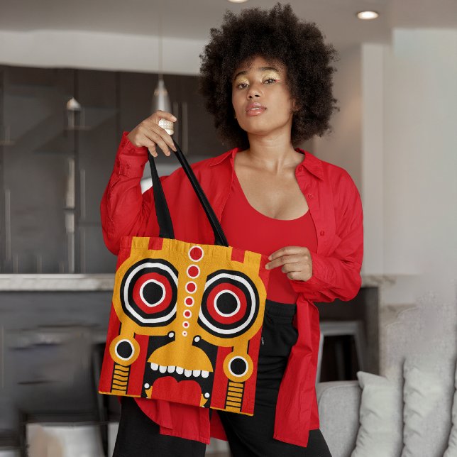 Red yellow tiki tote bag (Creator Uploaded)