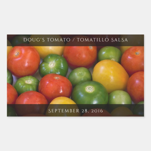 Red Yellow Tomatoes and Green Tomatillos Rectangular Sticker (Front)