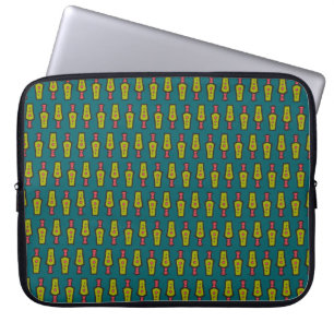 Red, Yellow Tribal Pattern on Teal: Laptop Sleeve