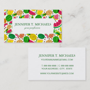 Red & Yellow Tropical Fruit Pattern Business Card