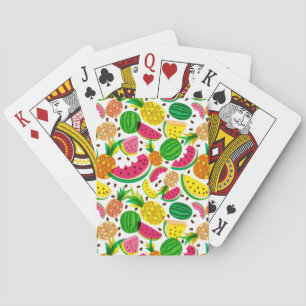 Red & Yellow Tropical Fruit Pattern Playing Cards