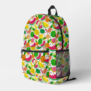 Red & Yellow Tropical Fruit Pattern Printed Backpack
