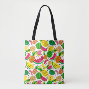 Red & Yellow Tropical Fruit Pattern Tote Bag