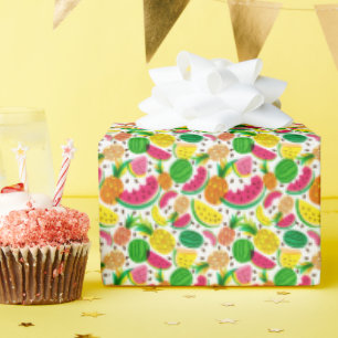 Red & Yellow Tropical Fruit Pattern Wrapping Paper